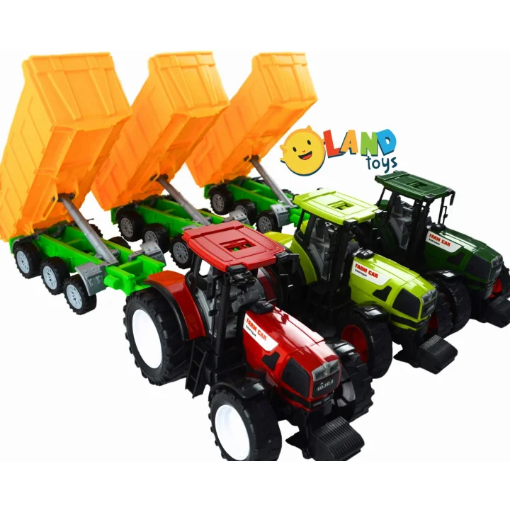 TRAKTOR Z PRZYCZEPĄ KIPER WYWROTKA OTWIERANA PRZYCZEPA 54 cm