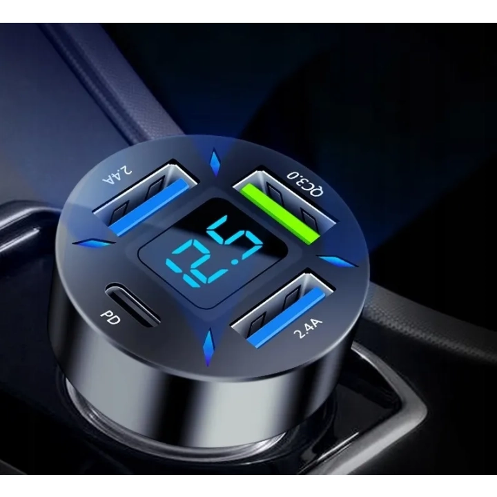 Szybka ładowarka samochodowa USB-C PD USB QC 3.0 szybkie ładowanie do telefonu w aucie