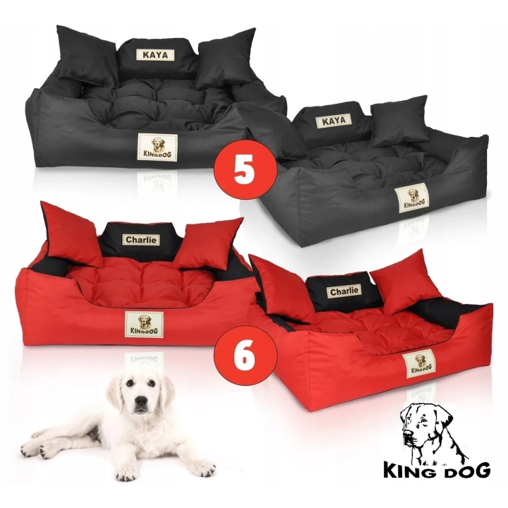 Legowisko dla psa kojec KINGDOG 55x45 cm personalizowane wodoodporne ciemnoszare