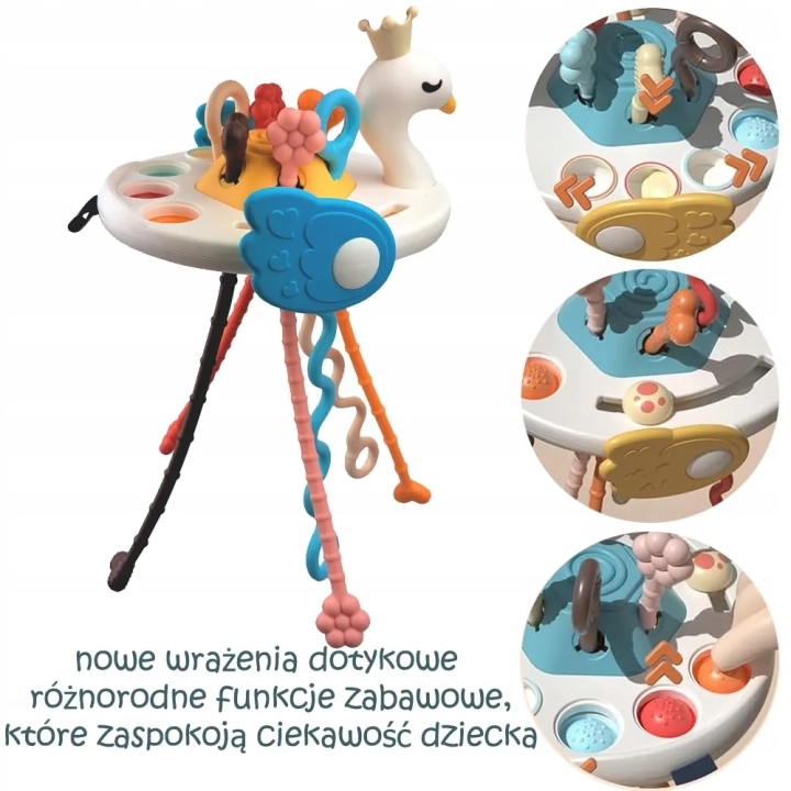 ZABAWKA SENSORYCZNA ŁABĘDŹ GRYZAK DLA NIEMOWLĄT 5W1 ZABAWKA MONTESSORI