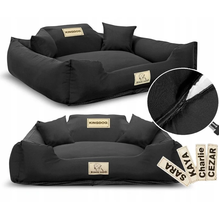 Legowisko dla psa kojec KINGDOG MM43 75x65 cm personalizowane rozbieralne antyslip czarne