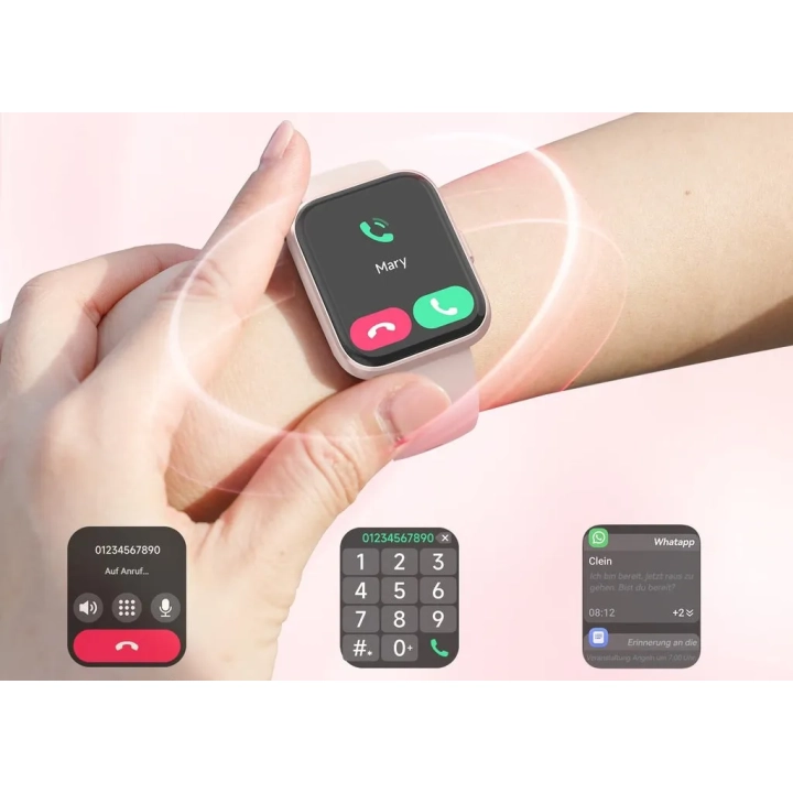 Smartwatch Fitpolo ID208Plus, ekranem 1,8'' IP68, ponad 110 trybów, różowy