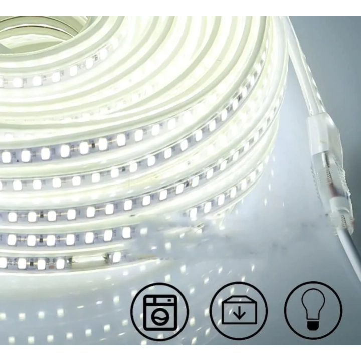Taśma LED PCNING, IP67, 6000K, 230V, 8W, zimna biel, 25 metrów