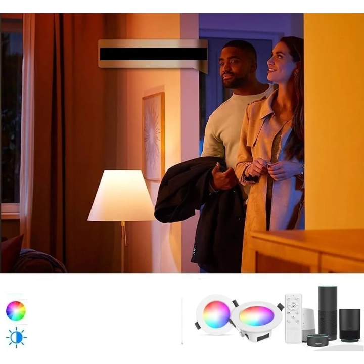 Inteligentne oświetlenie wpuszczane GEYUEYA 9W WiFi/Bluetooth 10 sztuk