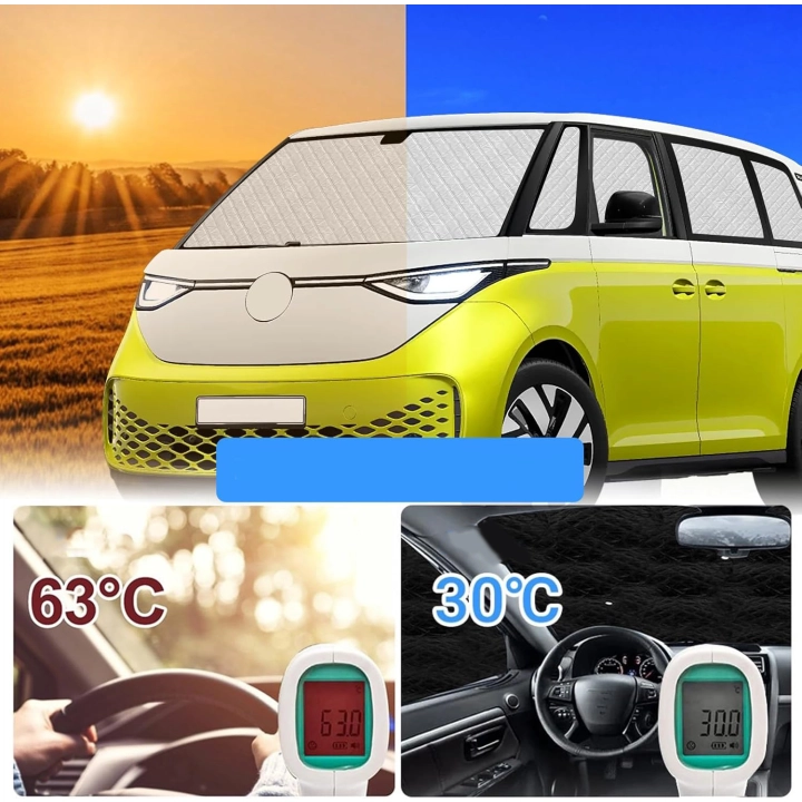 Maty termiczne do VW ID Buzz 2022-2025 10szt osłony przeciwsłoneczne z pokrowcem