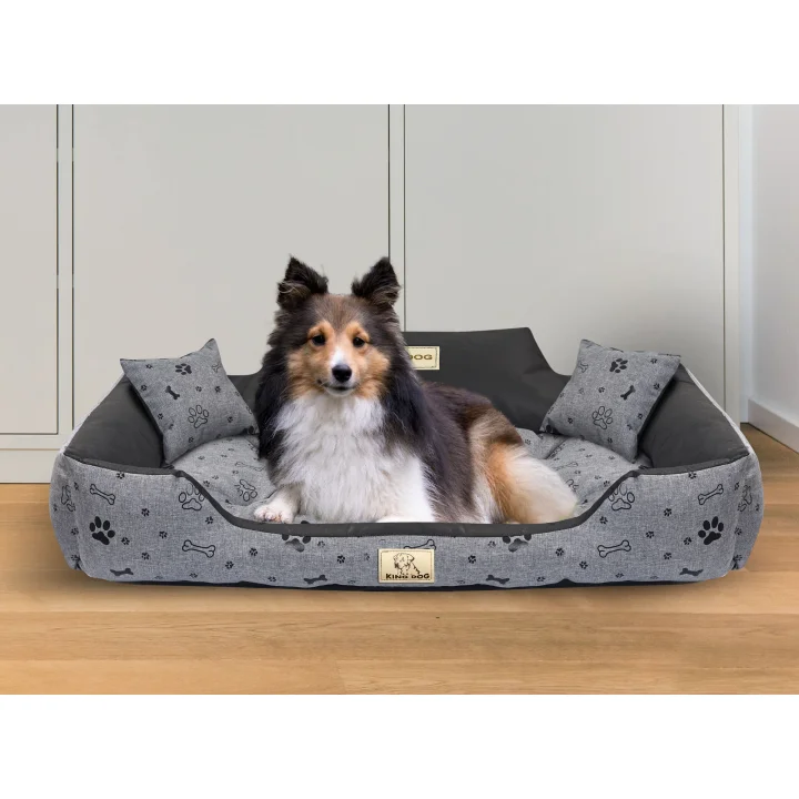 Legowisko dla psa kojec KINGDOG 100x75 cm personalizowane wodoodporne kości czarne