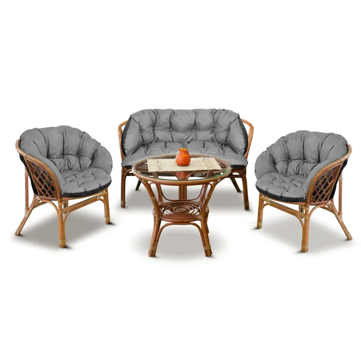 Zestaw ogrodowy 2x122x40cm + 190x40cm na krzesło kanapę huśtawkę meble rattanowe wodoodporny szary