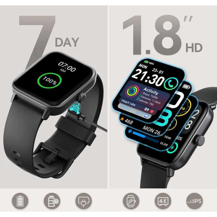 Smartwatch AEAC IDW19, 1,8-calowy, 110 trybów, IP68, czarny