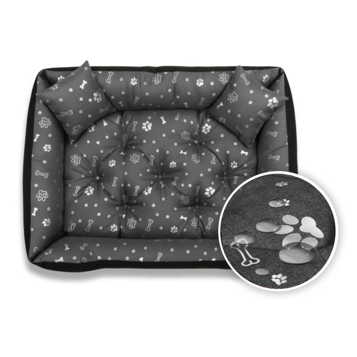 Legowisko dla psa kojec 115x95 cm wodoodporne kości srebrne