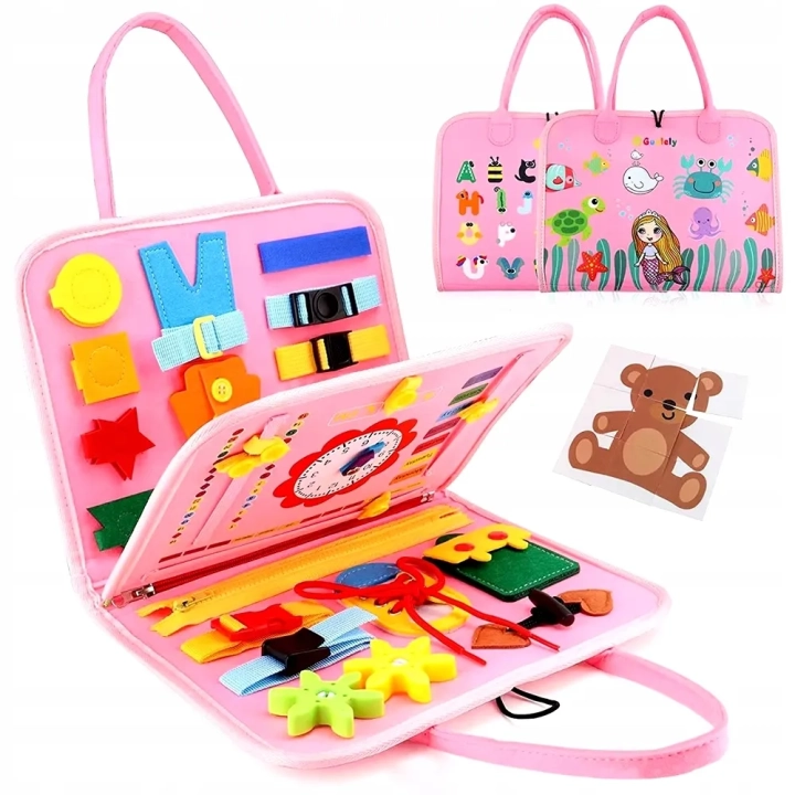 TABLICA SENSORYCZNA SYRENKA MONTESSORI MANIPULACYJNA KSIĄŻKA 3D