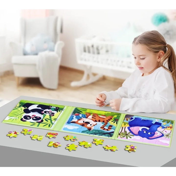 MAGNETYCZNE PUZZLE ZWIERZĄTKA KSIĄZECZKA ZOO JHTOY-266