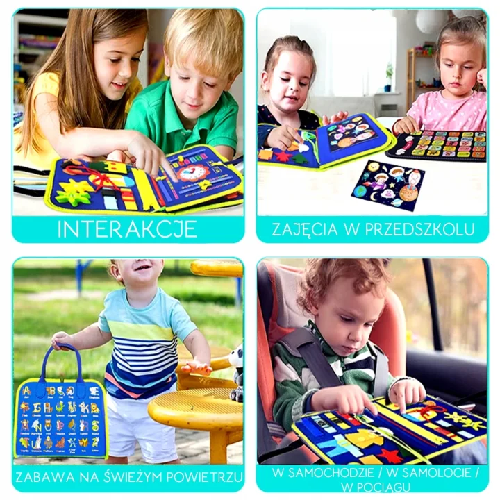 LT520 TABLICA MANIPULACYJNA DINOZAUR MONTESSORI KSIĄŻKA 3D SENSORYCZNA