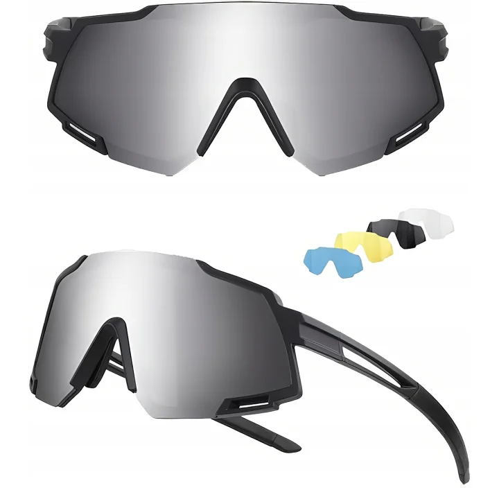 Okulary sportowe JUNDINGYUN z 5 wymiennymi soczewkami, 100% UV
