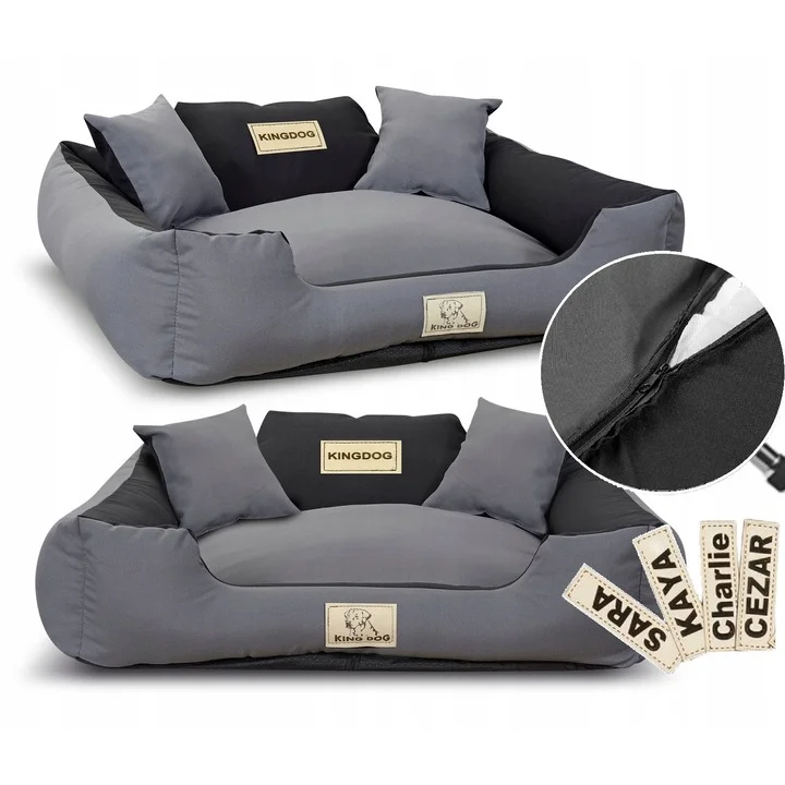 Legowisko dla psa kojec KINGDOG MM43 100x75 cm personalizowane rozbieralne antyslip ciemnoszare