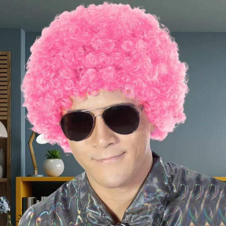 PERUKA WŁOSY RÓŻOWE AFRO KARNAWAŁ PARTY FOTOBUDKA PANIEŃSKI URODZINY