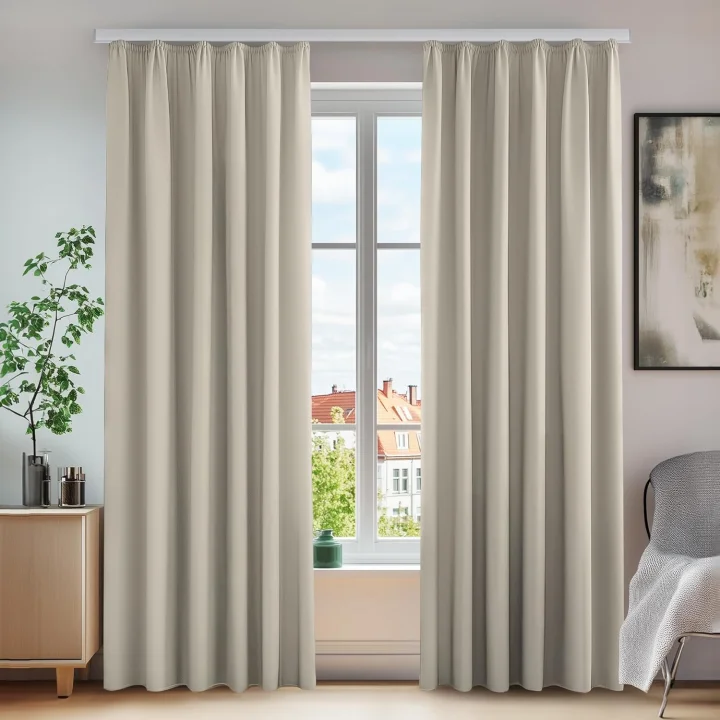 Zasłony zaciemniające Deconovo 140х245cm beżowe komplet 2 szt.