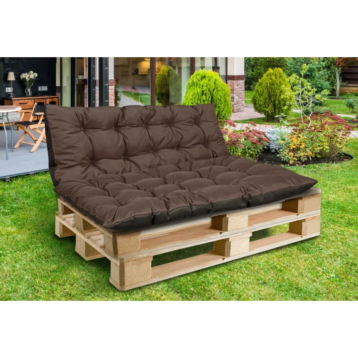 Zestaw Poduszka ogrodowa 120/80 cm + 120/40 cm na ławkę palety wodoodporna brązowy
