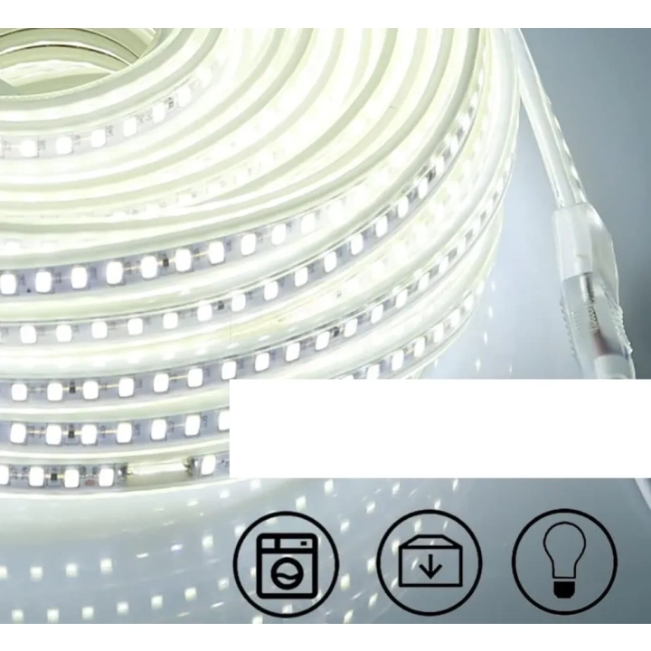 Taśma LED pcning 20 m 220V-230V zimna biel 6000K z zasilaczem i wtyczką EU