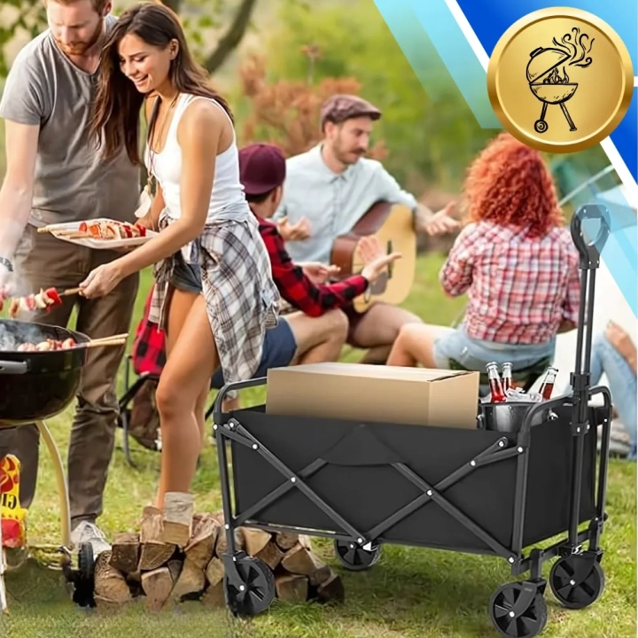 DUŻY SKŁADANY WÓZEK TURYSTYCZNY PLAŻOWY TRANSPORTOWY CAMPING PRZYCZEPKA