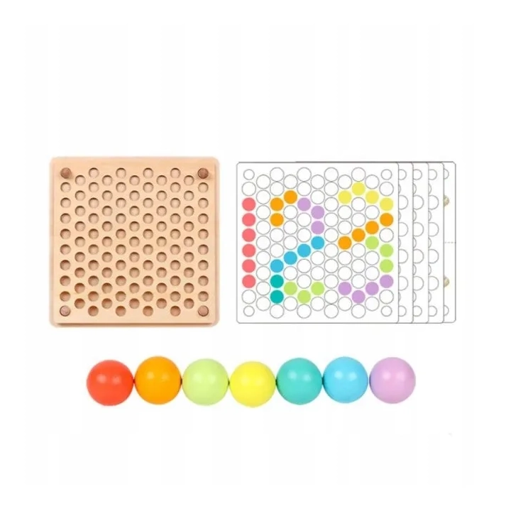 LT283 MOZAIKA DREWNIANA UKŁADANKA MONTESSORI KULKI
