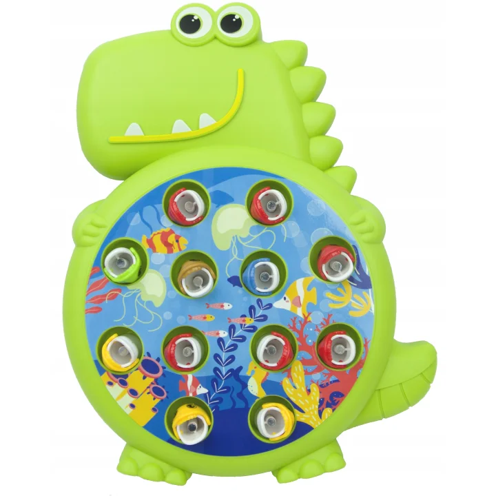 ZRĘCZNOŚCIOWA GRA ŁOWIENIE RYBEK GRA W KSZTAŁCIE DINOZAURA DWIE WĘDKI RYBKI