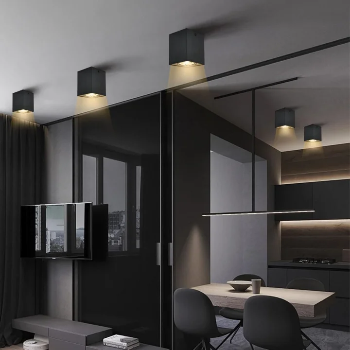 Oprawa natynkowa reflektor sufitowy GU10 Cube LED 230V 4 szt POWYSTAWOWY