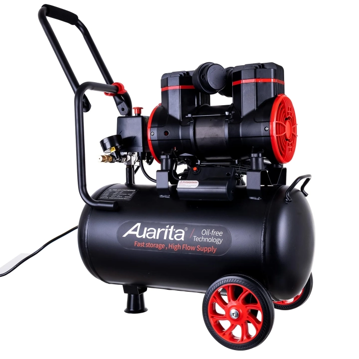Kompresor bezolejowy Auarita 24L 2-tłokowy 1450W 8 bar - mobilny