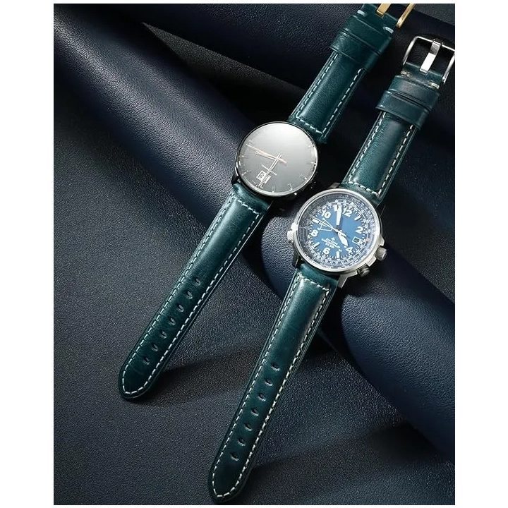 Pasek zegarka ze skóry woskowanej REZERO vintage 18-26 mm dla mężczyzn i kobiet