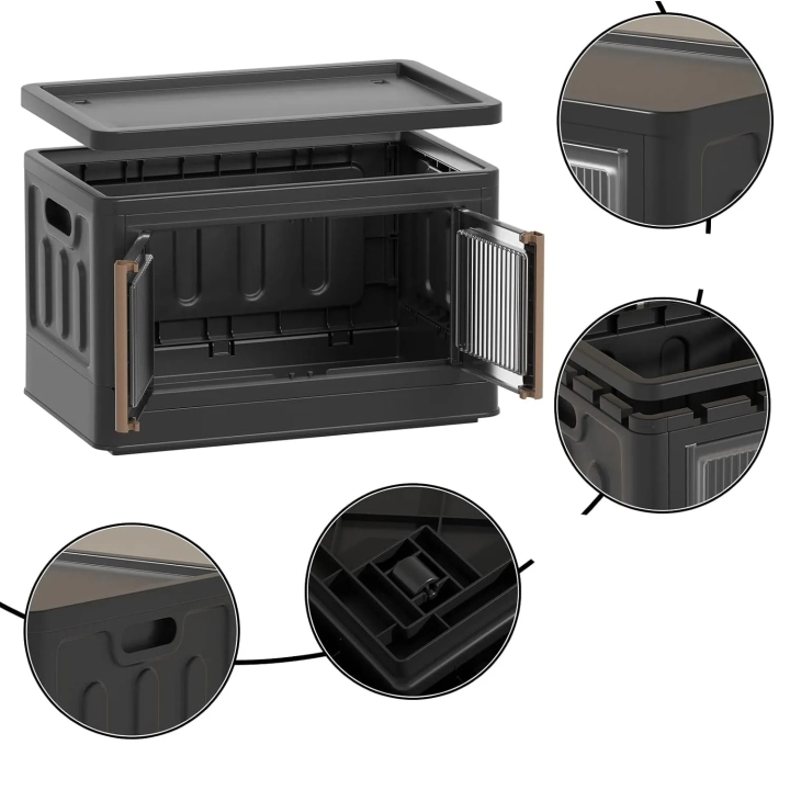 Plastikowe pudełko do przechowywania HAIXIN 32 L, 6 sztuk, czarne