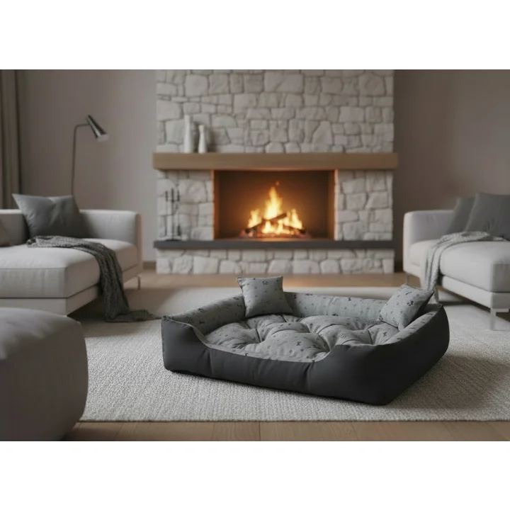 Legowisko dla psa kojec 130x105 cm wodoodporne kości czarne