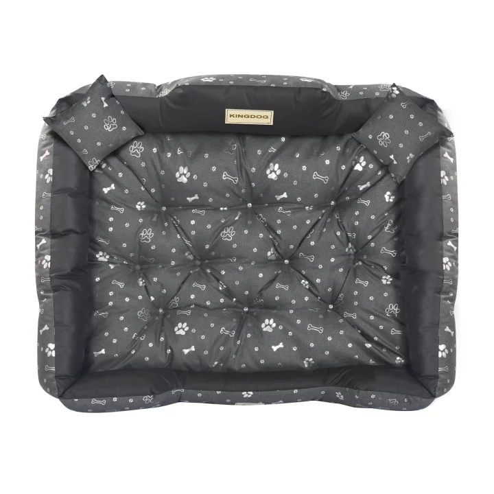 Legowisko dla psa kojec KINGDOG 115x95 cm personalizowane wodoodporne kości srebrne