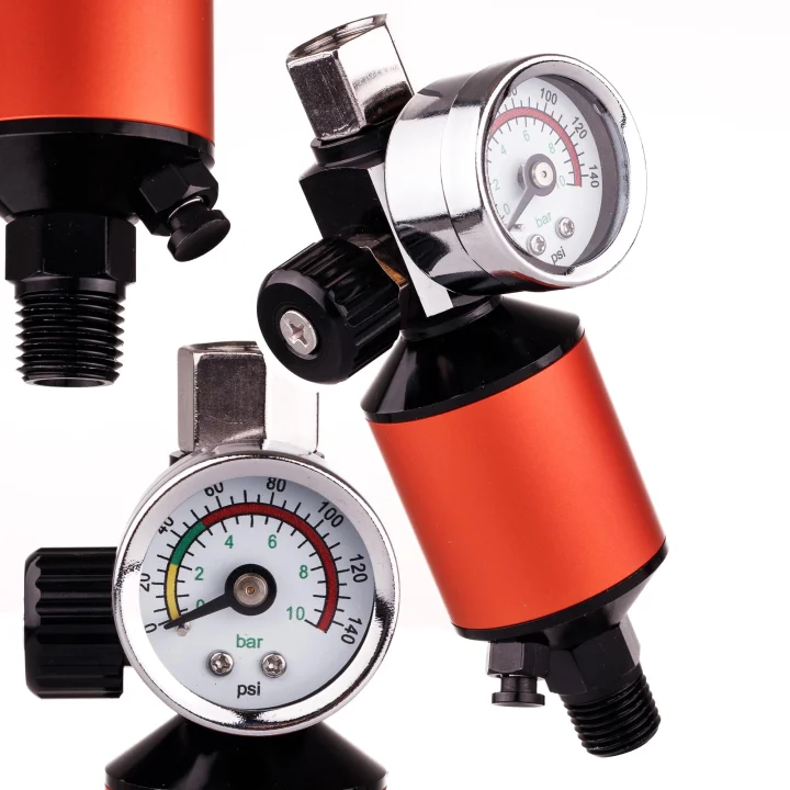 REDUKTOR CIŚNIENIA MANOMETR ODWADNIACZ PISTOLETU LAKIERNICZEGO KRÓCIEC 1/4