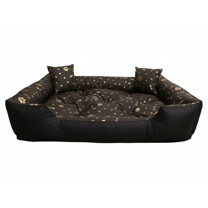 Legowisko dla psa kojec 115x95 cm wodoodporne kości złote