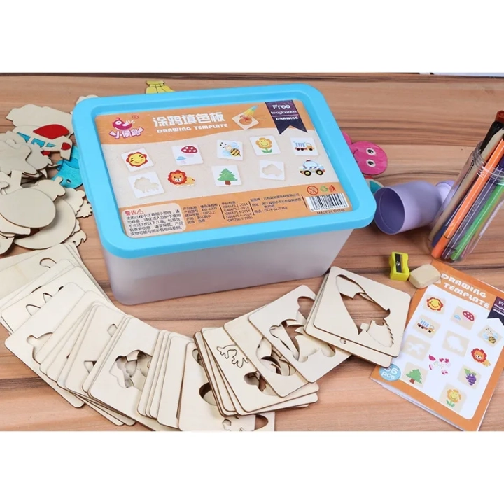ZESTAW KREATYWNY SZABLONY DO MALOWANIA DREWNIANE PUZZLE