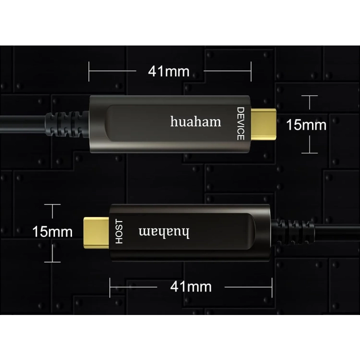 Kabel światłowodowy Huaham USB C do USB C USB 3.1, 10 Gb/s, do 50 stóp 15m