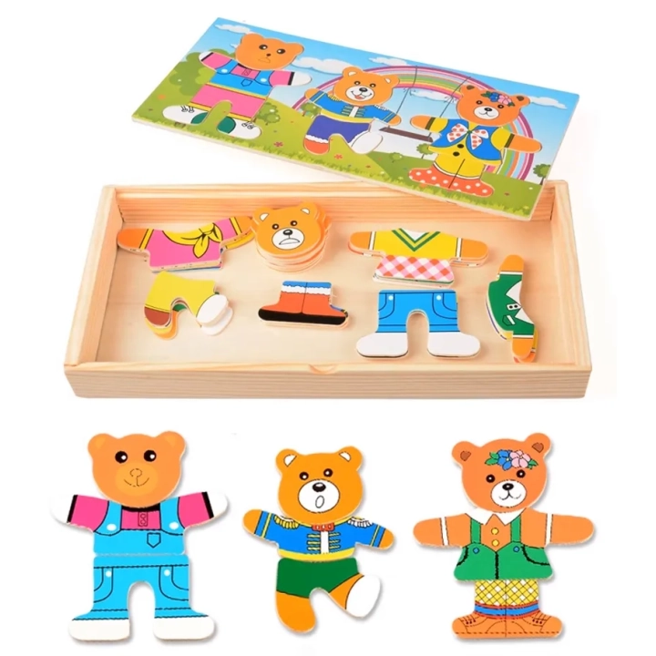 DREWNIANA UKŁADANKA PUZZLE UBIERANKA EMOCJE MINY RODZINA MISIÓW 47 EL.