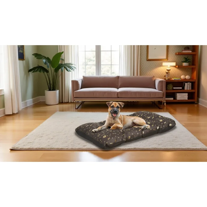 Legowisko dla psa poduszka PRESTIGE 120x80 cm wodoodporna kości złote