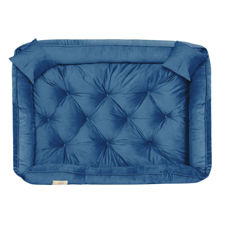 Legowisko dla psa kojec 115x95 cm welur niebieski