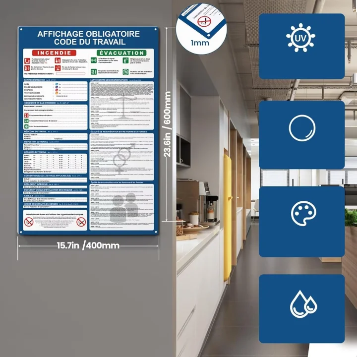 Tablice informacyjne obowiązkowe PVC zmywalne 8szt zestaw montażowy