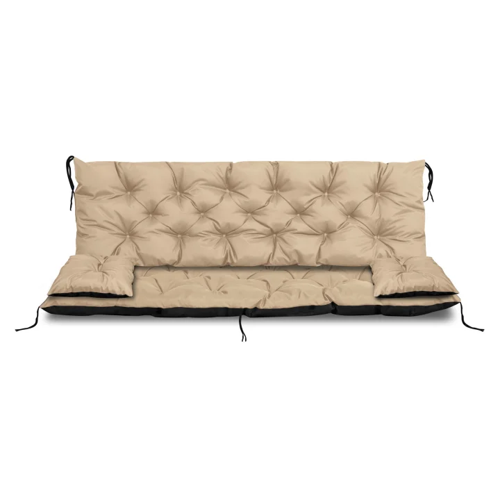 Poduszka ogrodowa 120x60x50 cm + 2 poduszki na ławkę huśtawkę wodoodporna beżowa