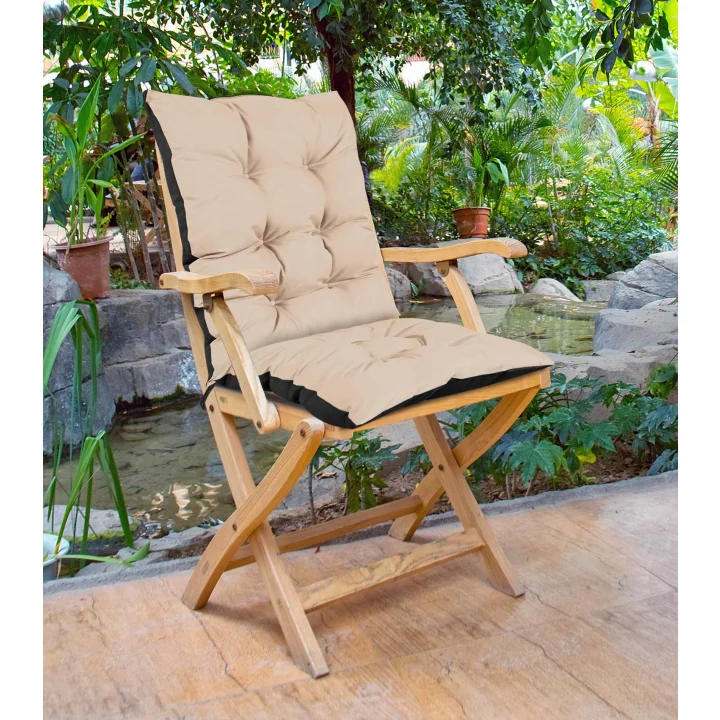 Poduszka ogrodowa 50x50x80 cm na krzesło wodoodporna beżowa