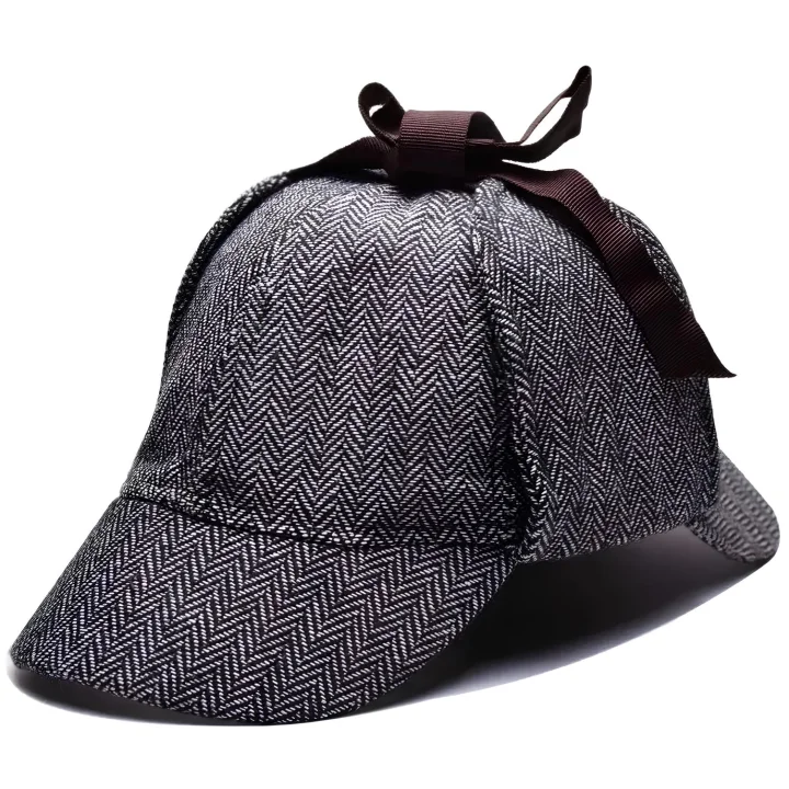 Kapelusz Sherlock Holmes łowcy jeleni 55cm klasyczny kapelusz detektywa z daszkami, idealny do cosplayu i przebrań
