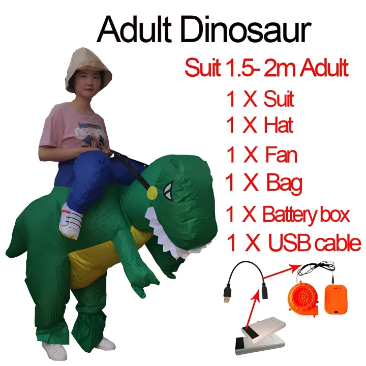 Nadmuchiwany Kostium Zielonego Dinozaura RESTEQ dla Dorosłych na Cosplay