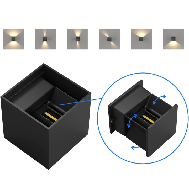 Zestaw 8 lamp K-Bright GW-A310 LED 12W IP65 3000K, czarne NIE ZESTAW