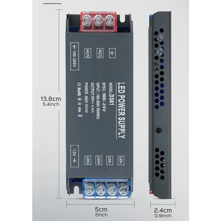 Transformator mocy 24 V, 230 V, 100 W zasilacz BRIMETI D361 do urządzeń elektronicznych