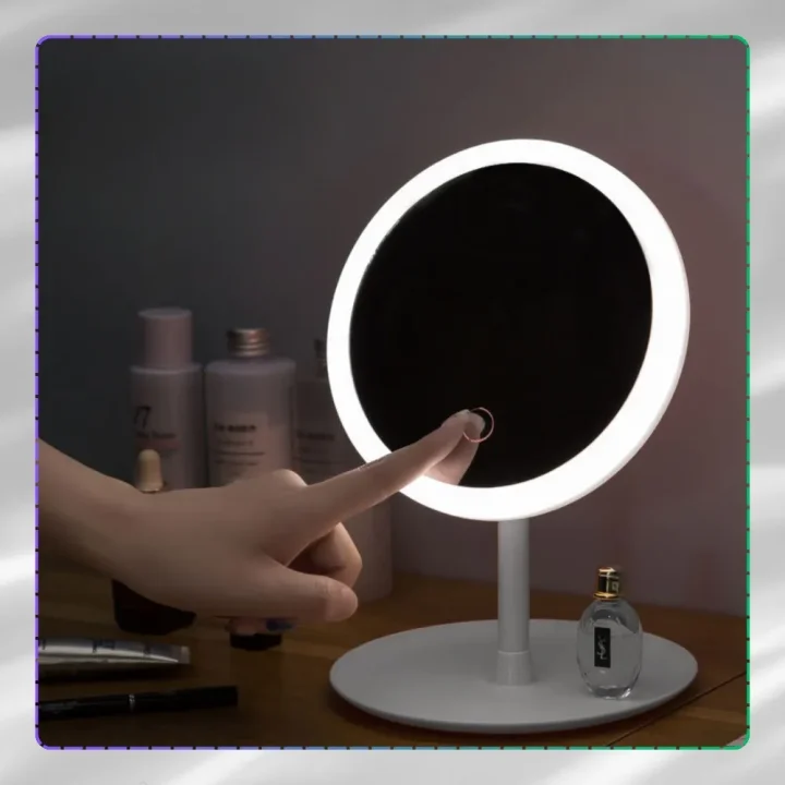 LUSTERKO KOSMETYCZNE OKRĄGŁE PODŚWIETLANE LED DO MAKIJAŻU BIAŁE