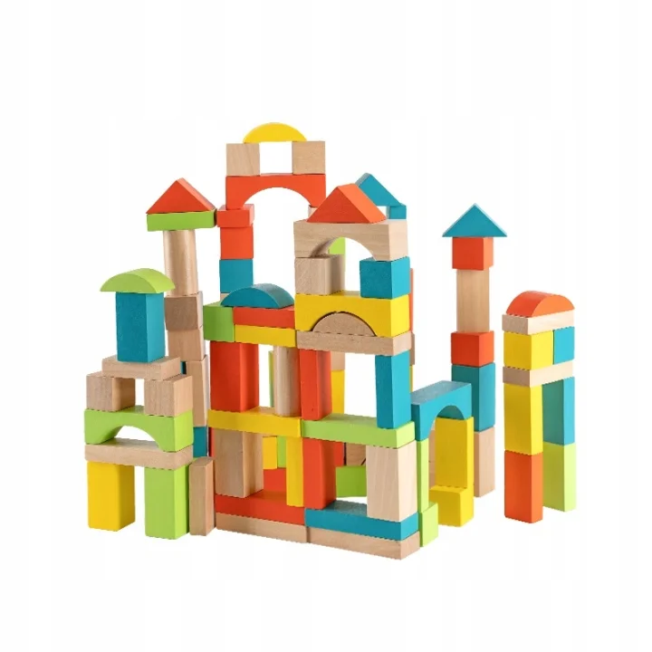 *LT308 DREWNIANE KLOCKI 100el KLOCKI W CZERWONYM WORKU