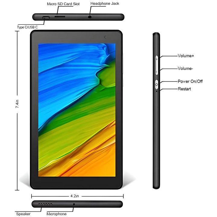 Tablet PRITOM 7 cali 32 GB - Android 11HD IPS, podwójny aparat, WiFi, Bluetooth