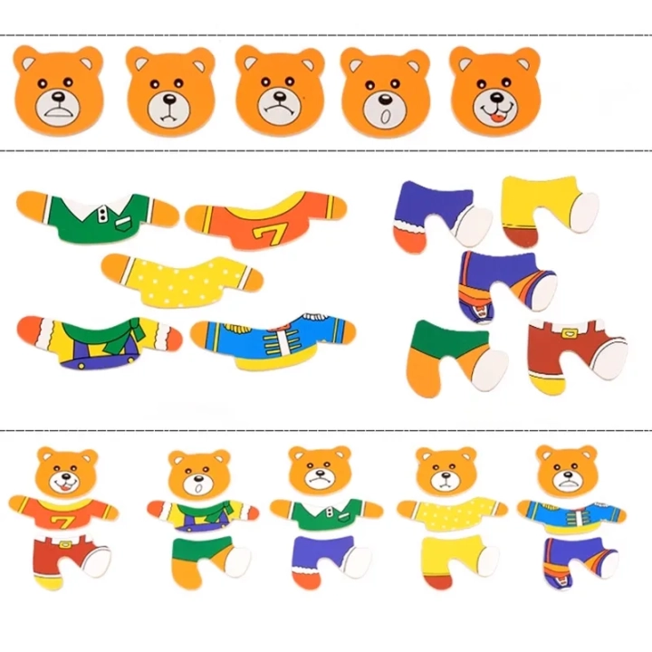 DREWNIANA UKŁADANKA PUZZLE UBIERANKA EMOCJE MINY RODZINA MISIÓW 47 EL.