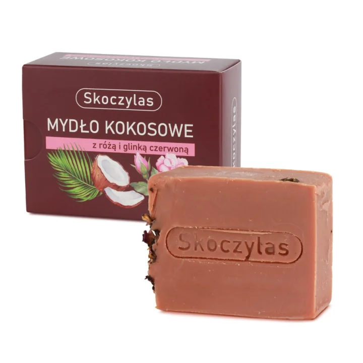MYDŁO kokosowe z różą i glinką czerwoną - 100 g